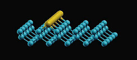 Spectroscopists want to know if gold nanowires (yellow) on silicon surfaces will speed up data transfer.
