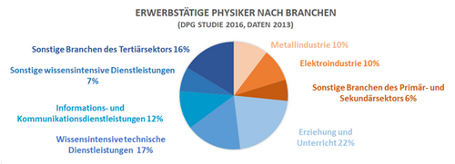 Tortendiagramm Erwerbstätige Physiker nach Branchen